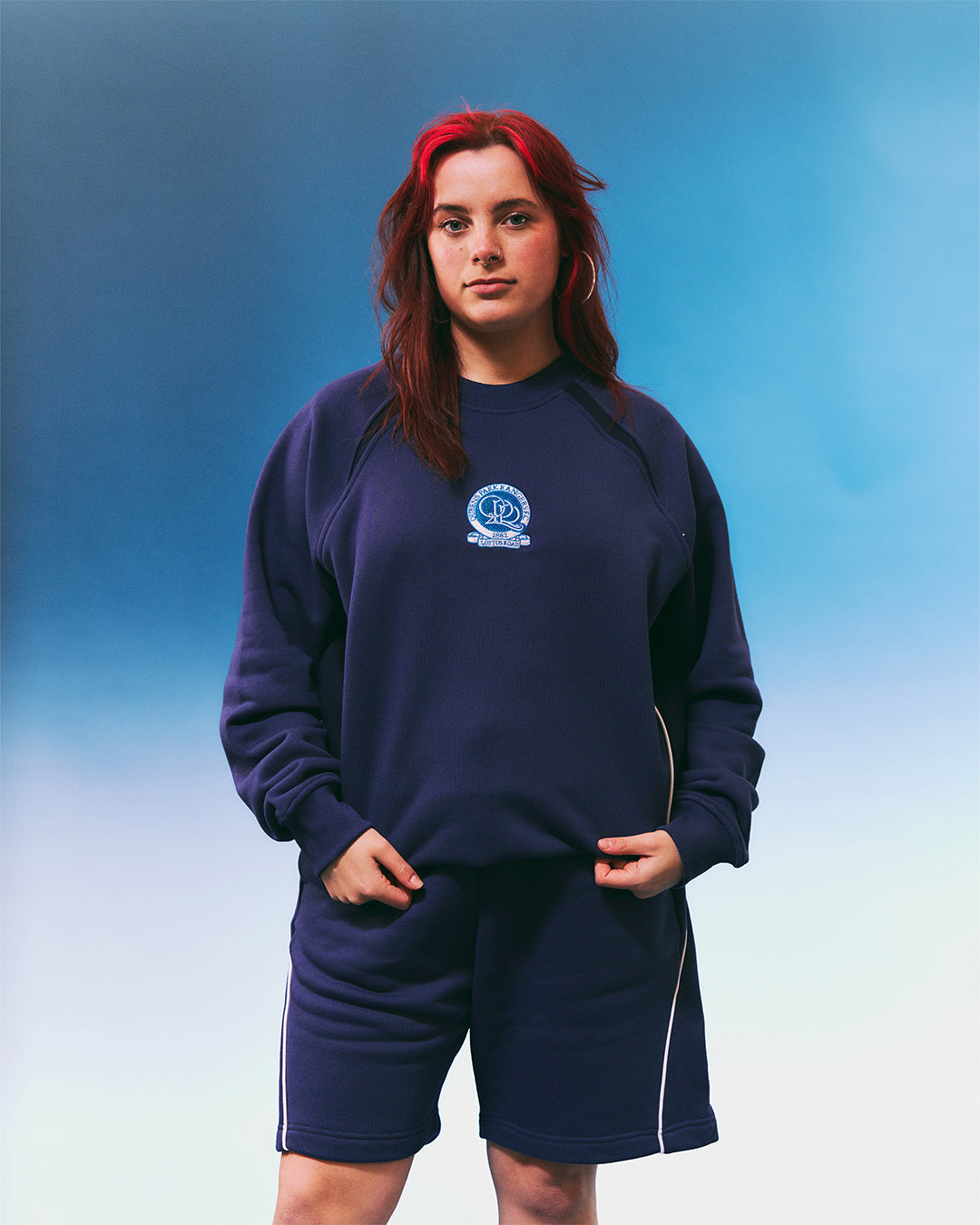 ART OF x QPR Blue Panelled Sweat | Embroidered Football Merch