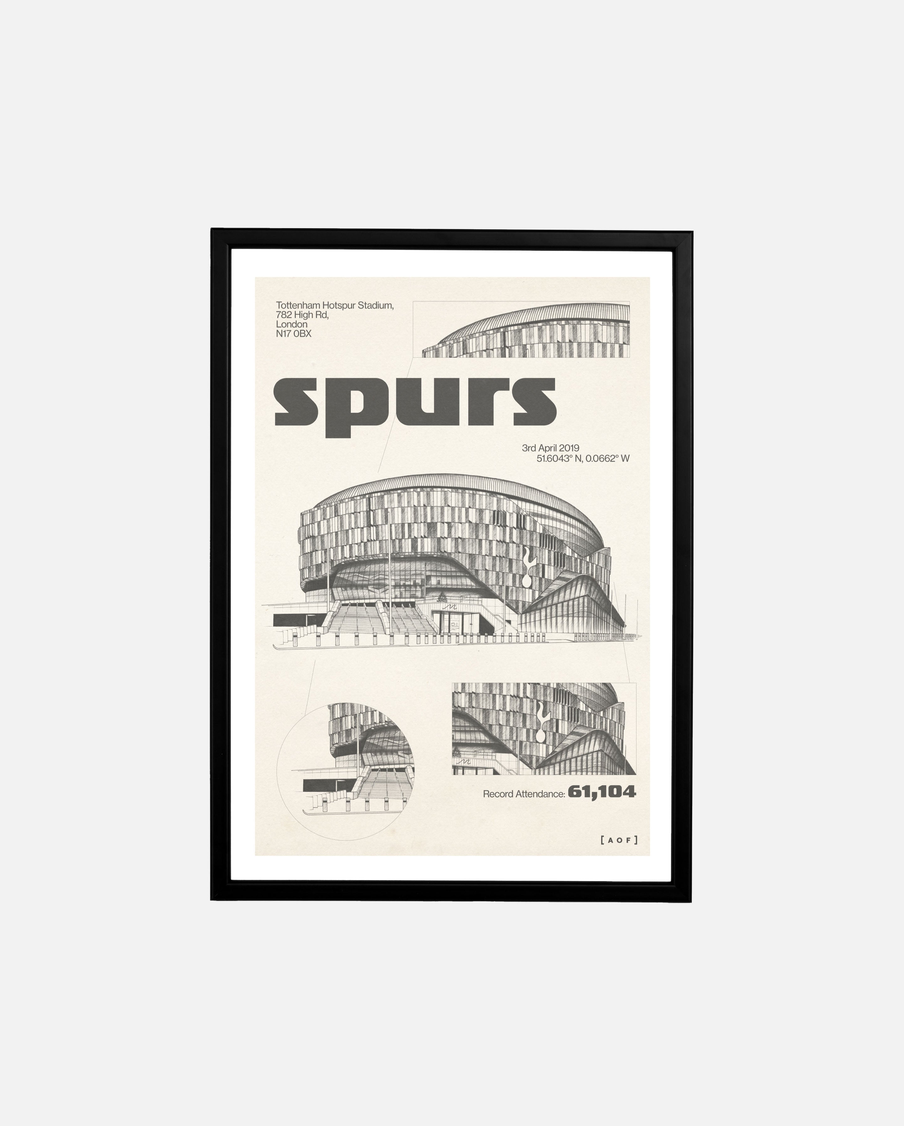 ART OF Spurs Stadium Blueprint Framed Print | THFC Football Art