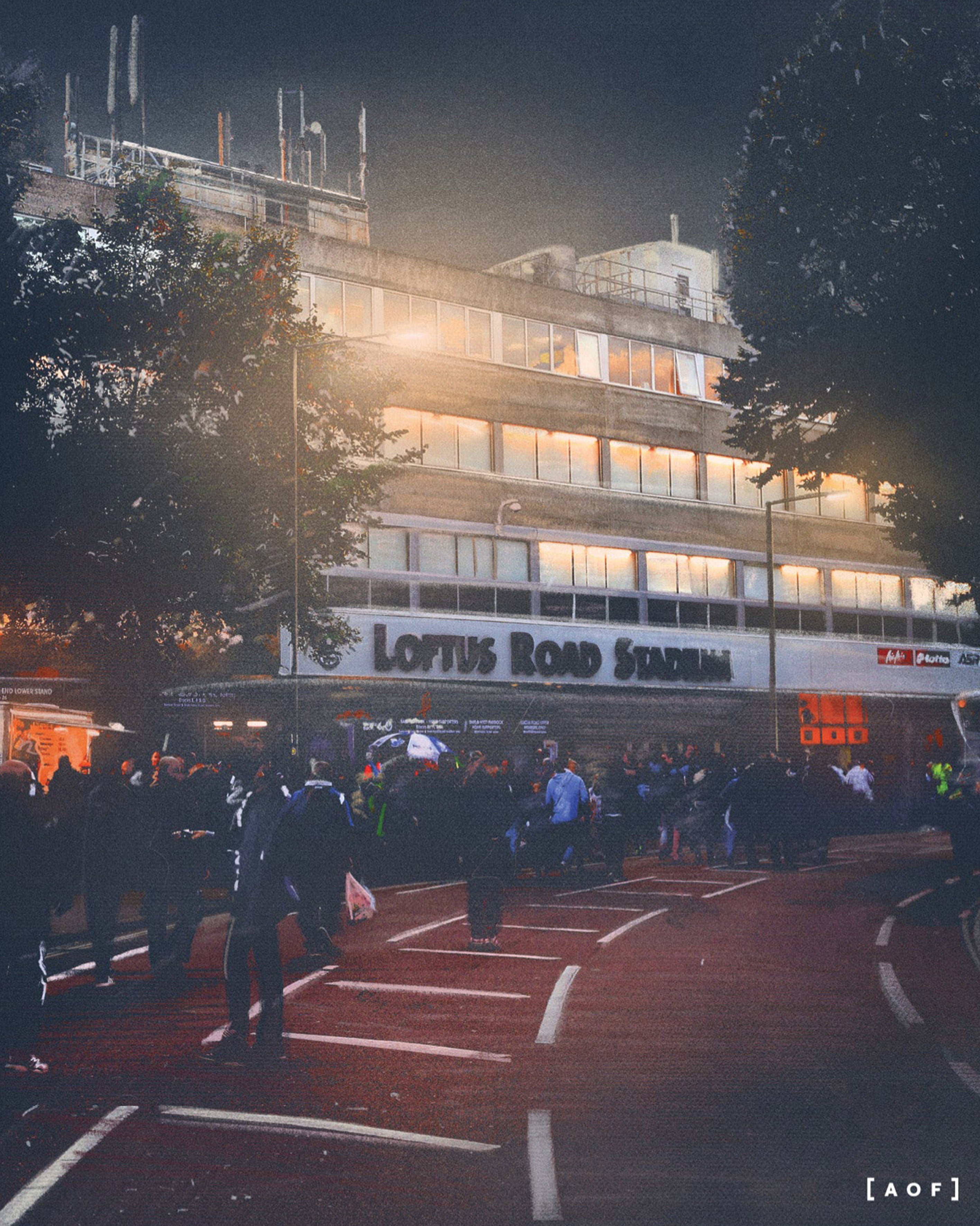 ART OF x QPR Loftus Road by Night Framed Print | Football Wall Art