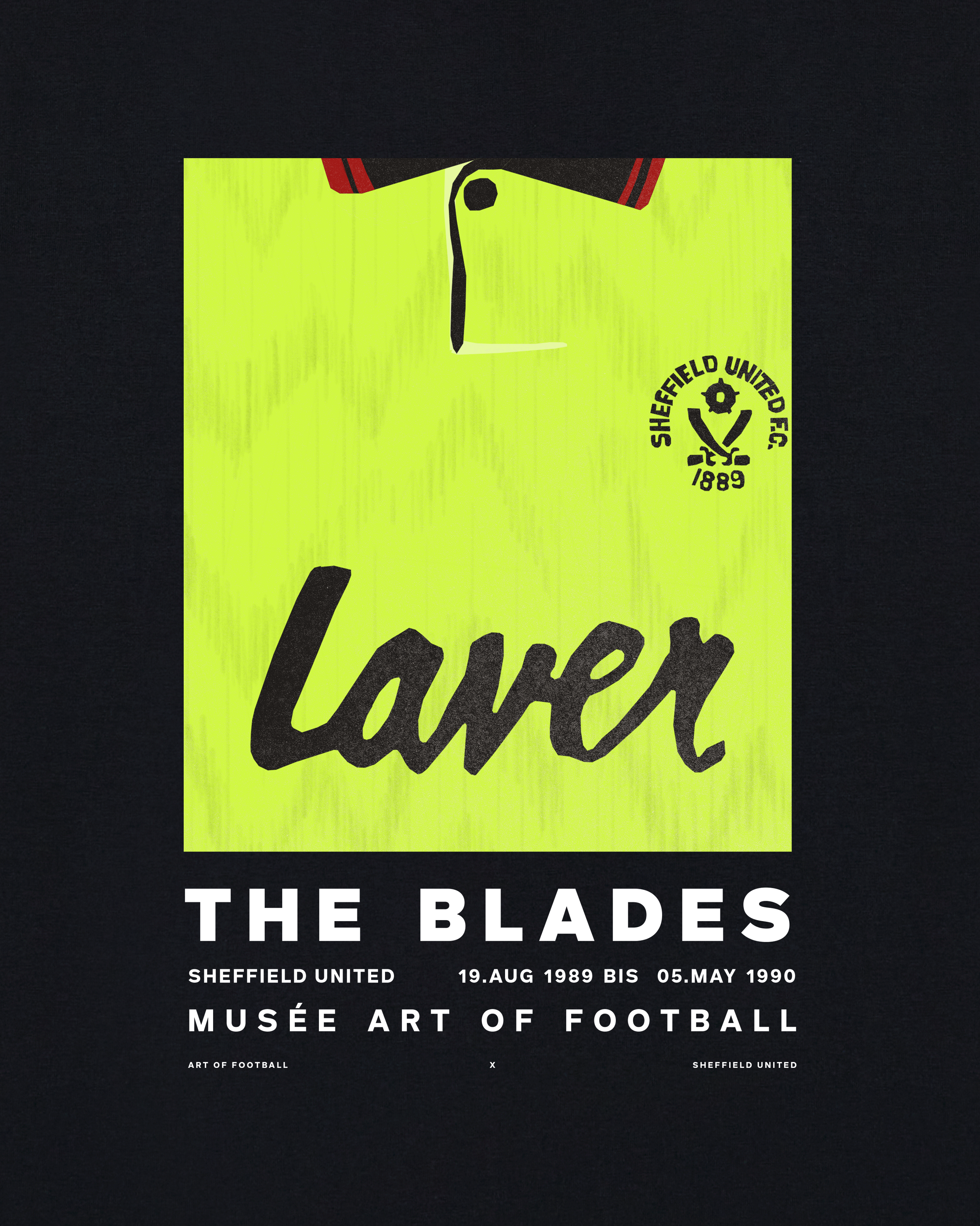 ART OF x Sheffield United Blades 89/90 Away | Black Football T-shirt