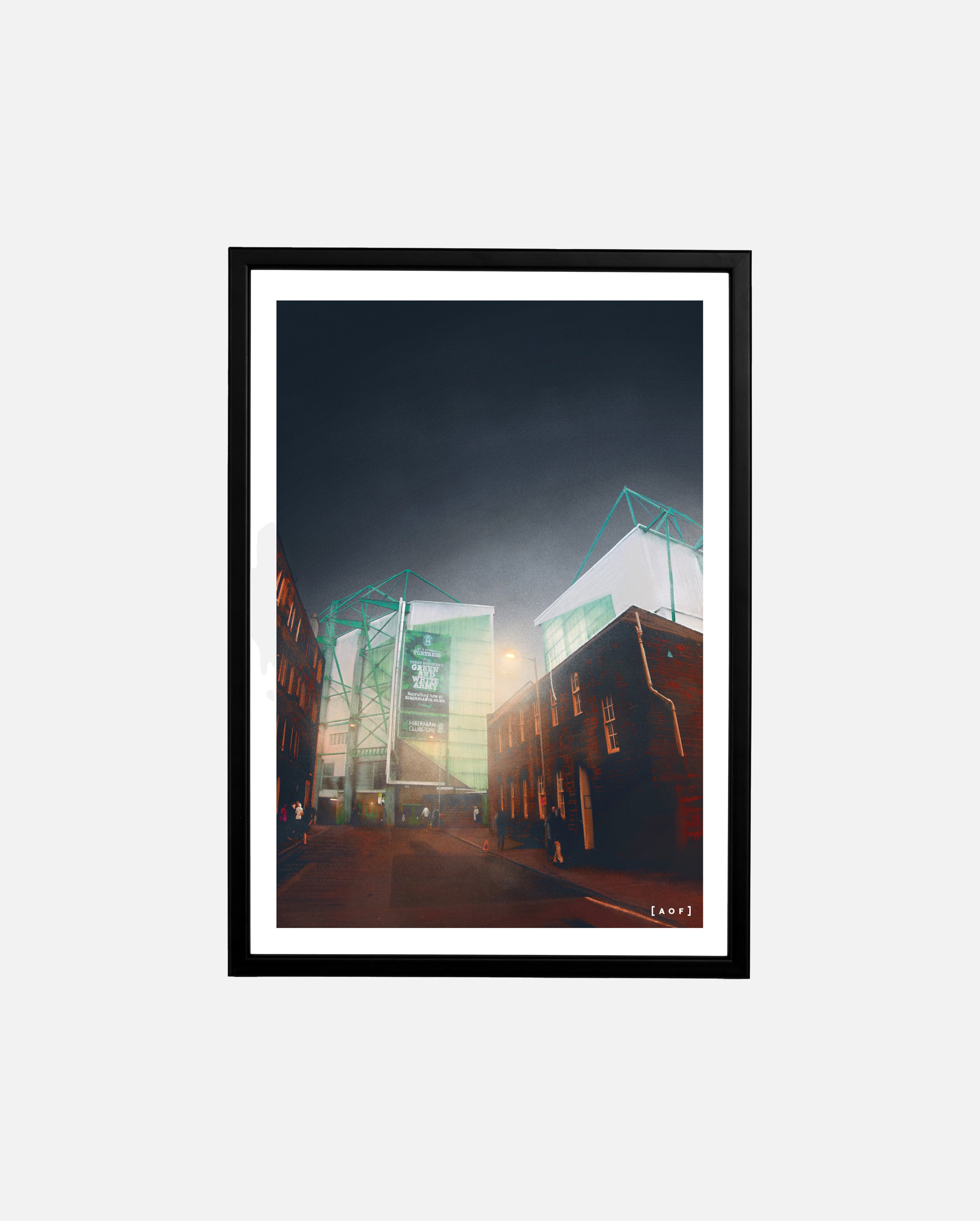 ART OF Hibernian Easter Road by Night Framed Print | Hibs Football Art