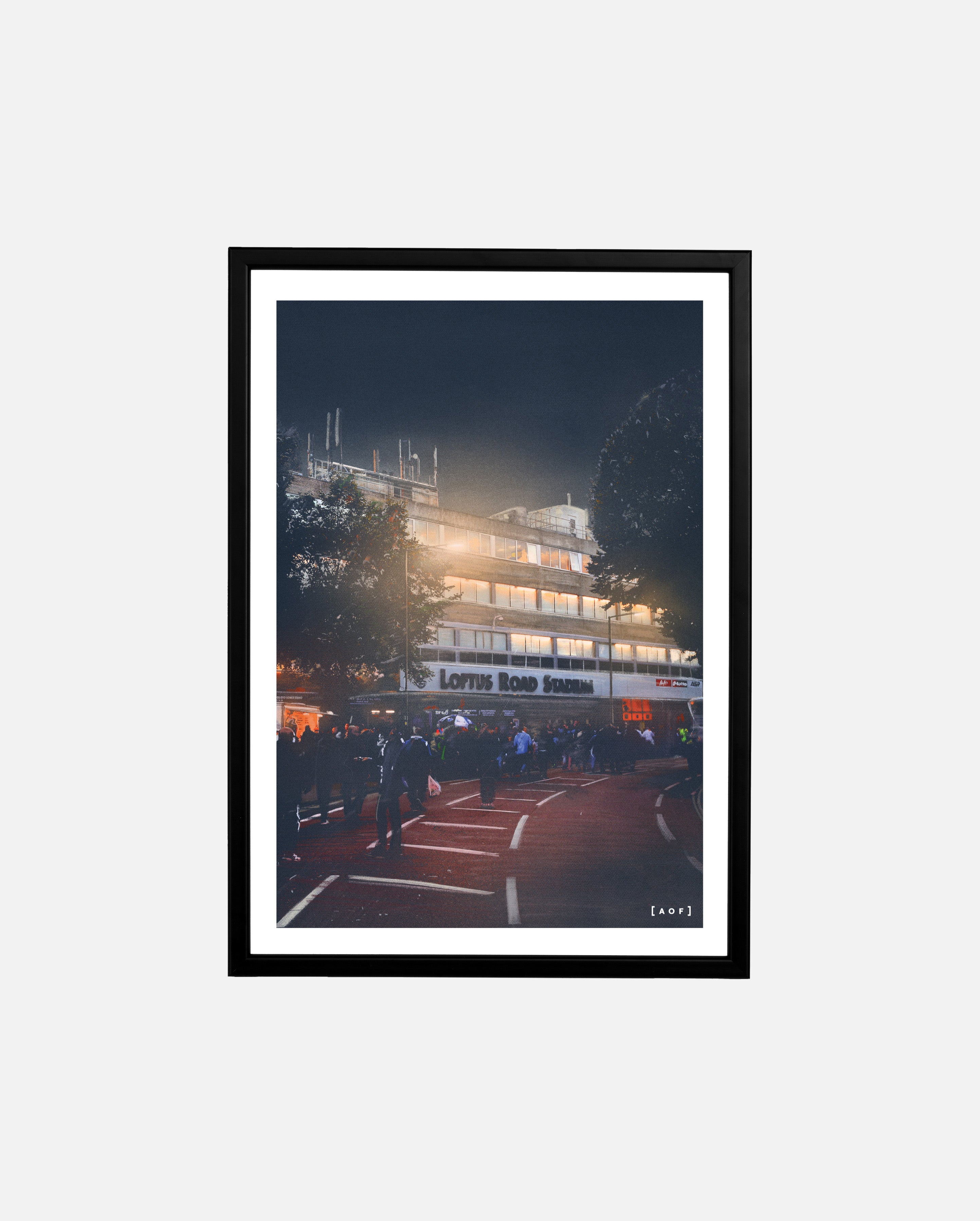 ART OF x QPR Loftus Road by Night Framed Print | Football Wall Art