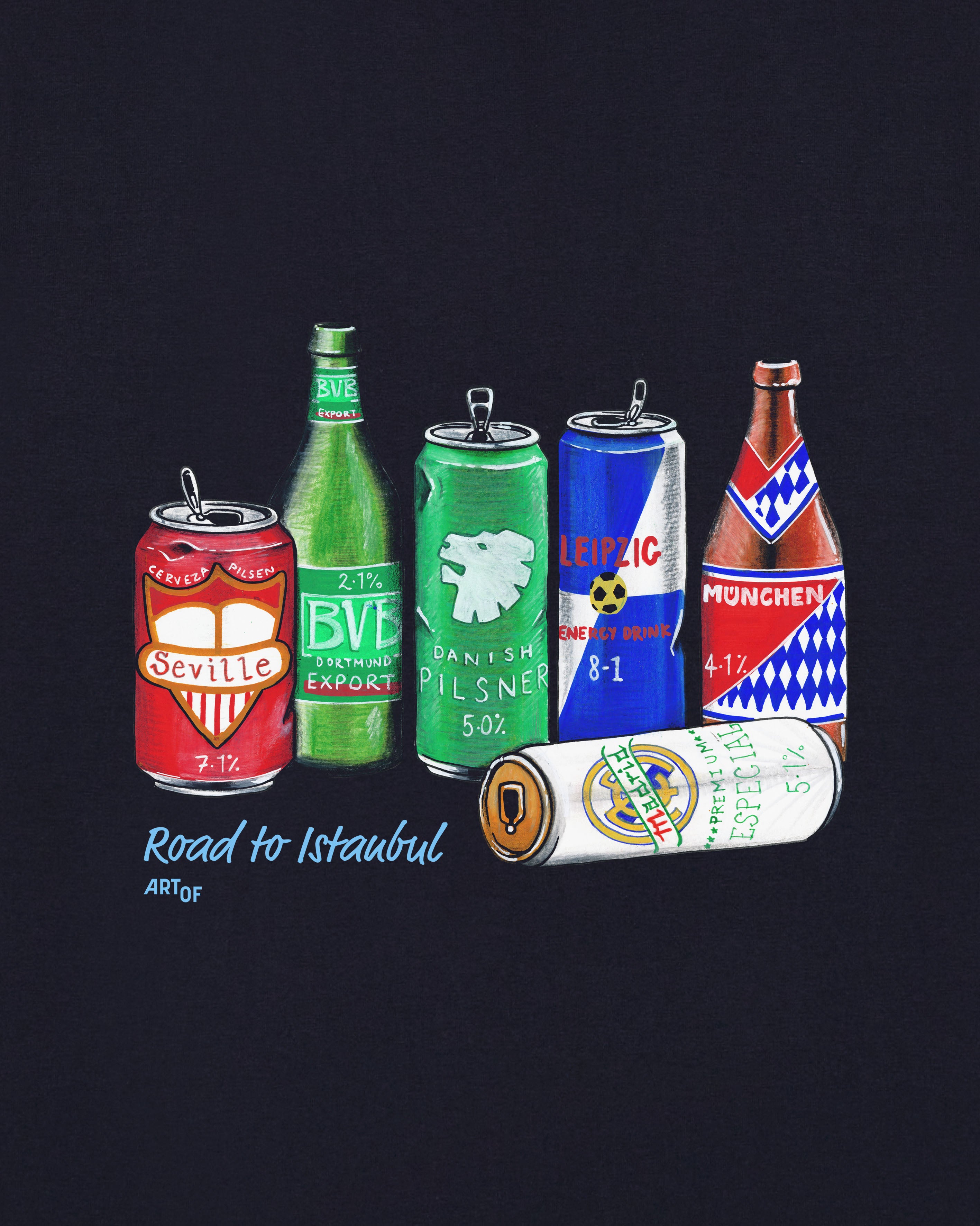 ART OF MCFC Road To Istanbul Tee | City Navy Graphic Football T-shirt