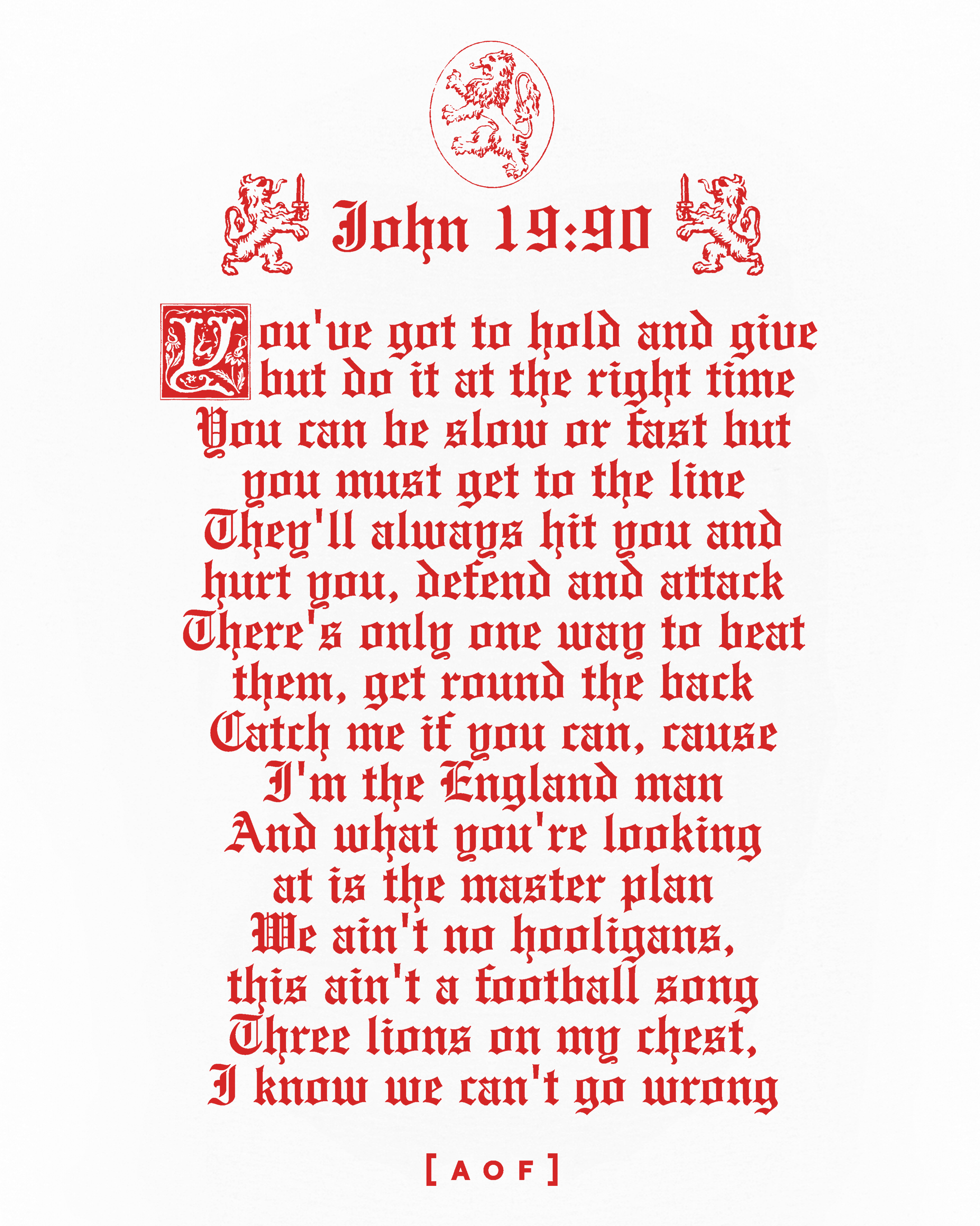 ART OF Barnes '90 Tee | England White Graphic Football T-shirt