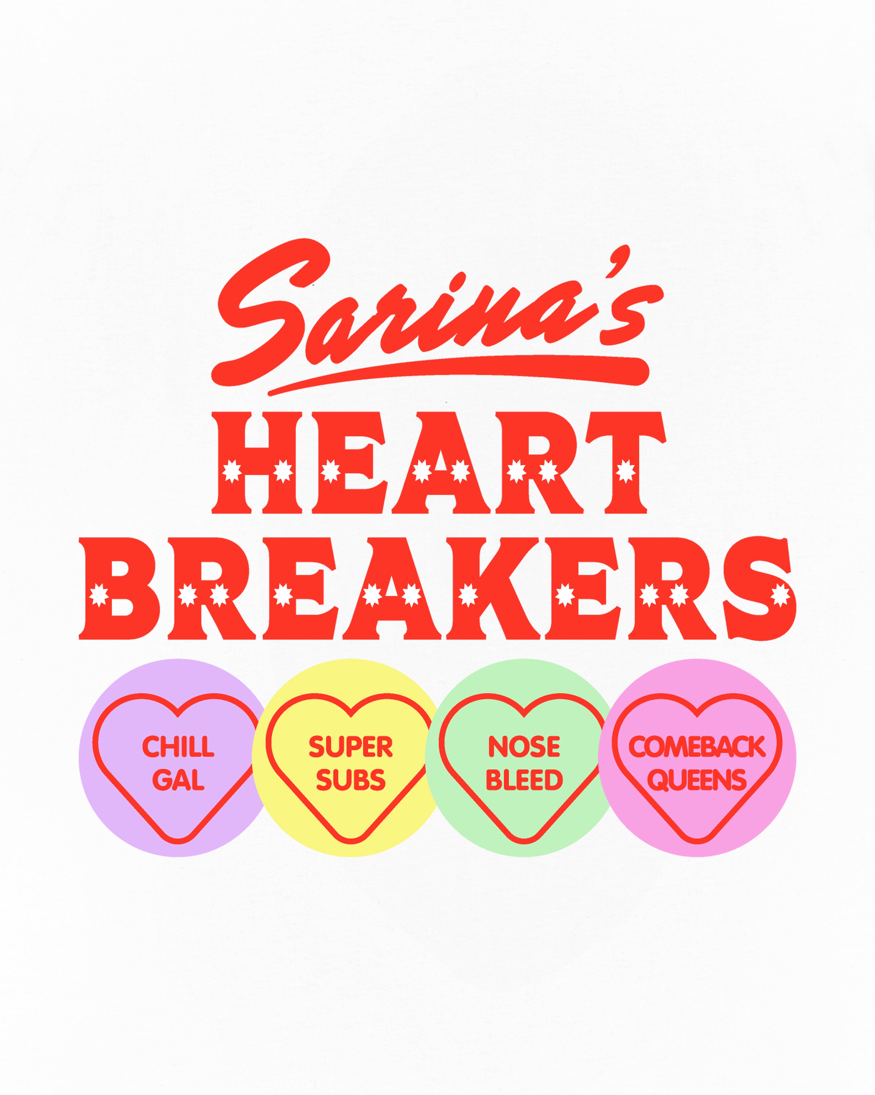 ART OF Sarina's Heartbreakers Tee | White Woman's Football T-shirt