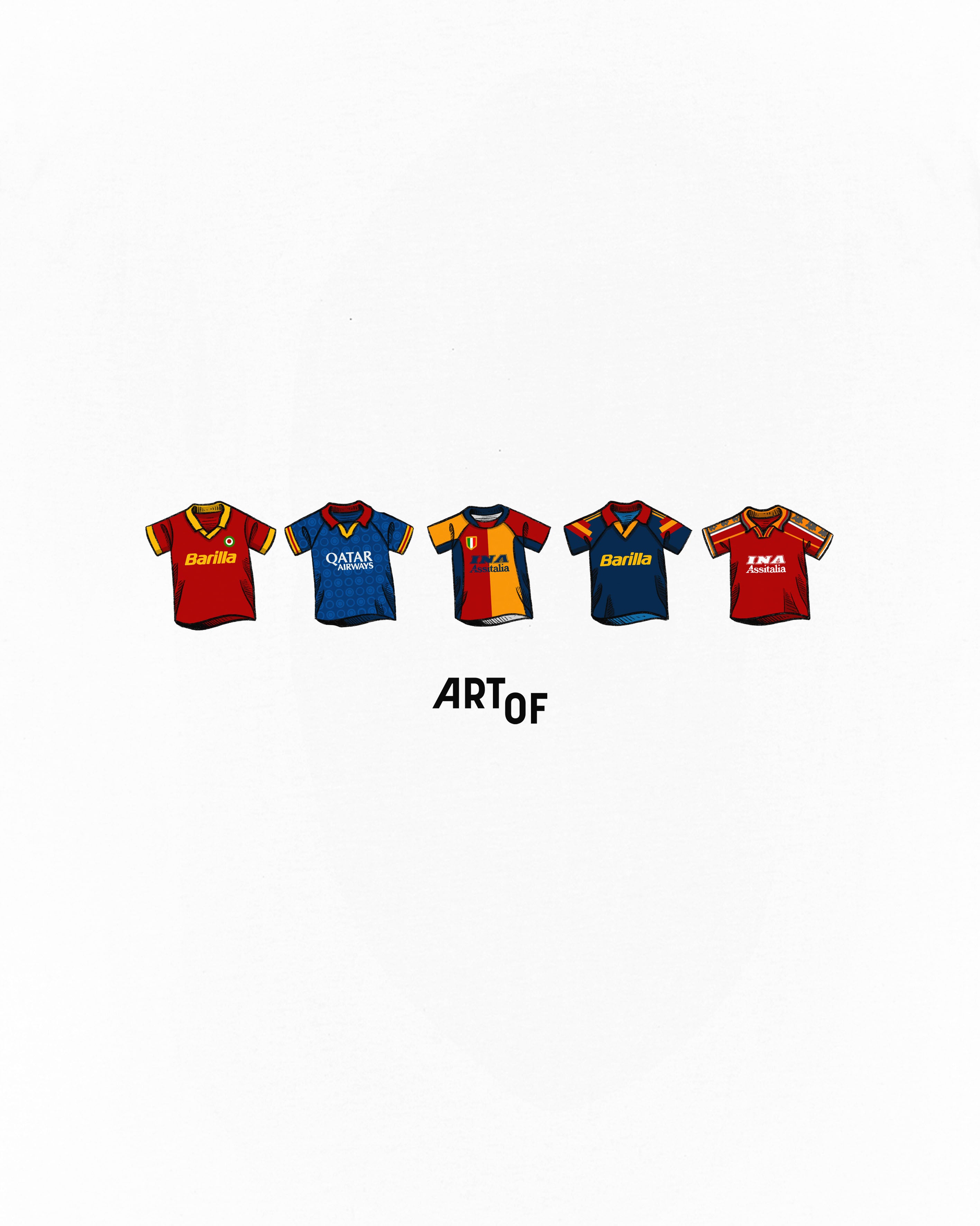 ART OF Roma Printed Classics Tee | White Graphic Football T-shirt