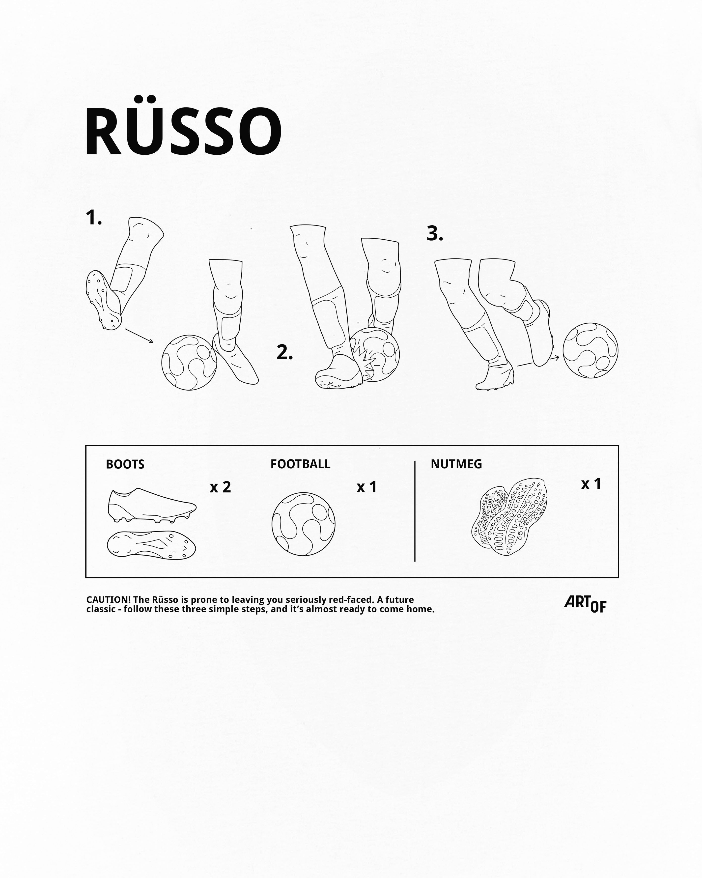 ART OF Rüsso Tee | White Graphic Women's Football T-shirt