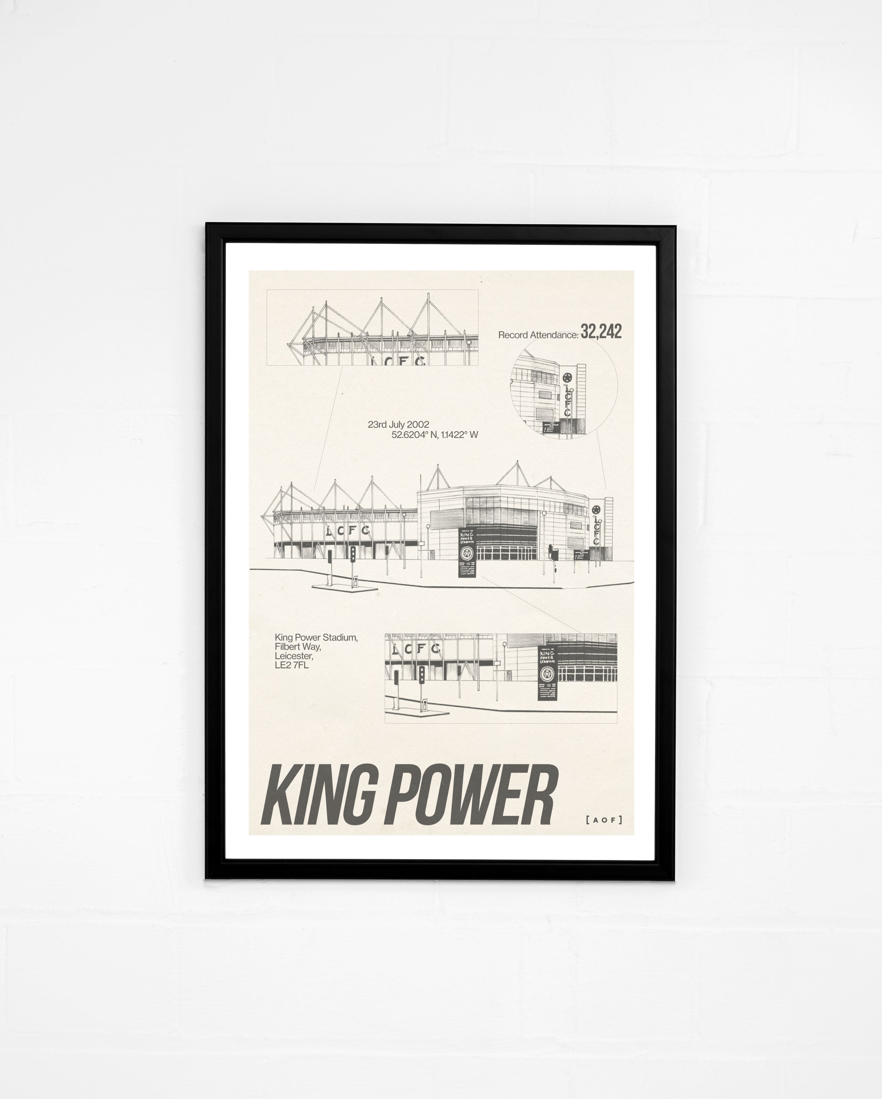 ART OF x Leicester City King Power Blueprint Print | LCFC Football Art