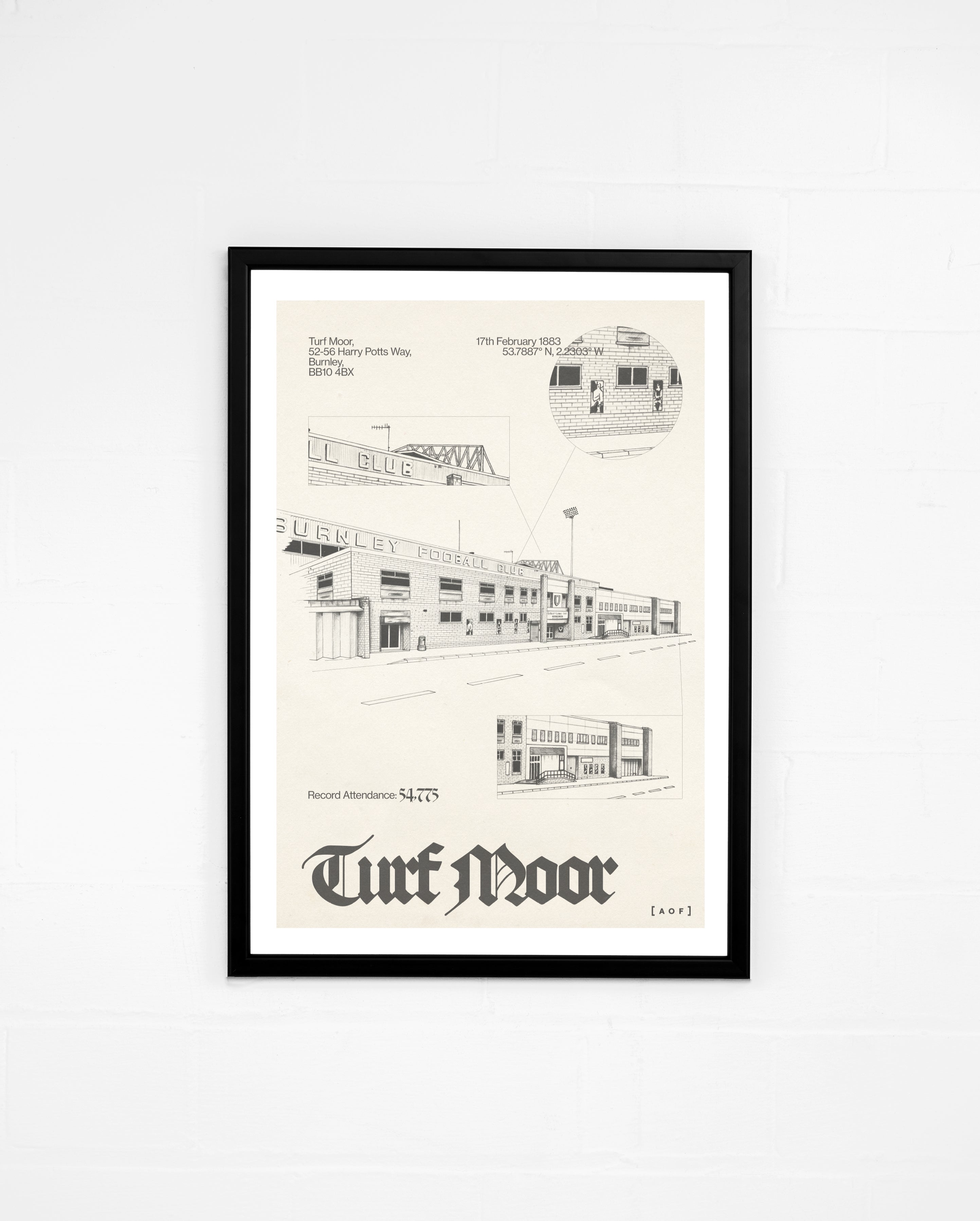 ART OF x Burnley Clarets Blueprint Framed Print | BFC Football Art