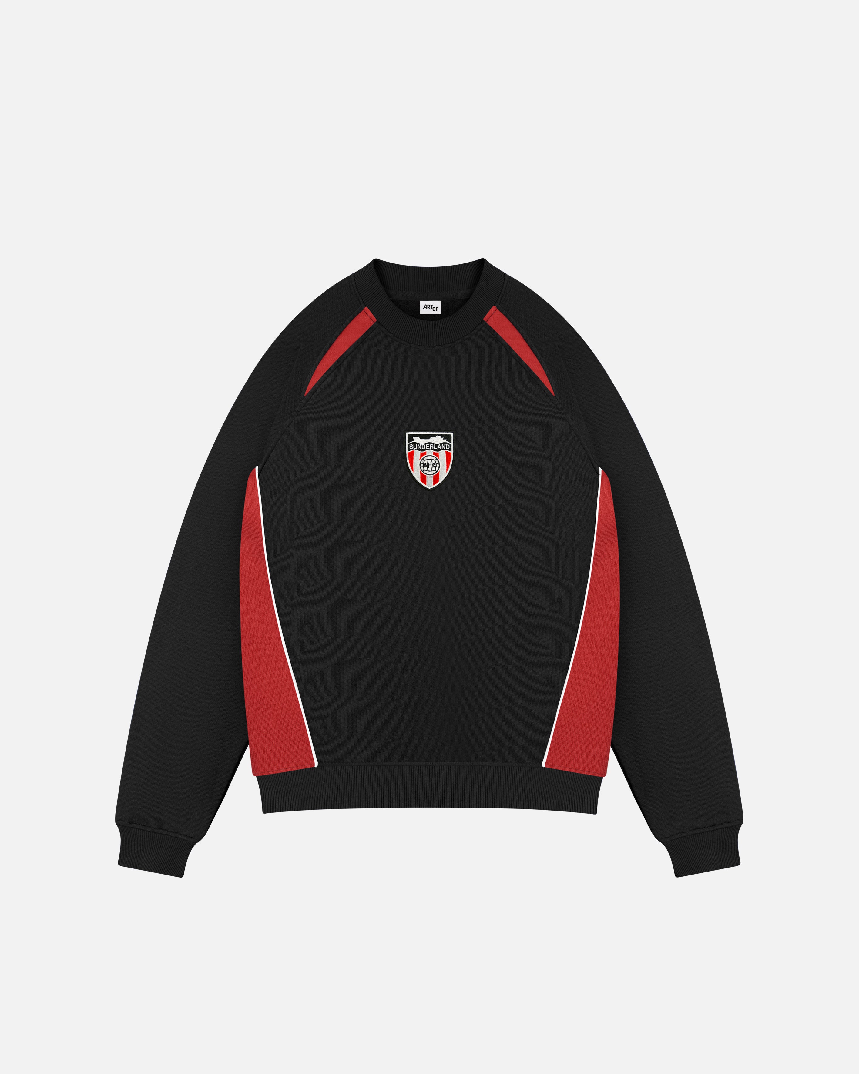 ART OF Sunderland Black Panelled Sweat | SAFC Embroidered Football Top