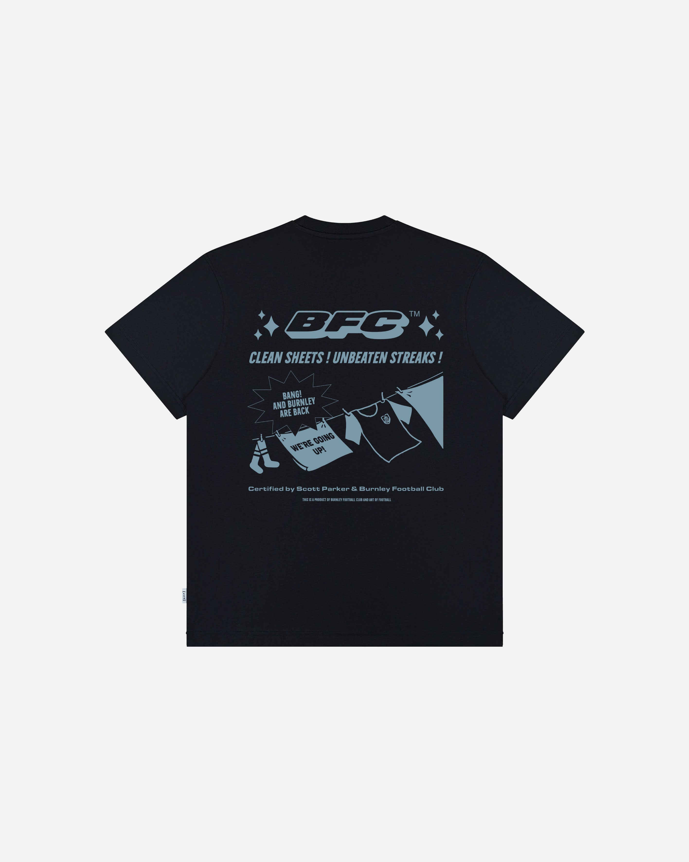 ART OF Burnley Clean Sheets, Unbeaten Streaks | Black Football T-shirt