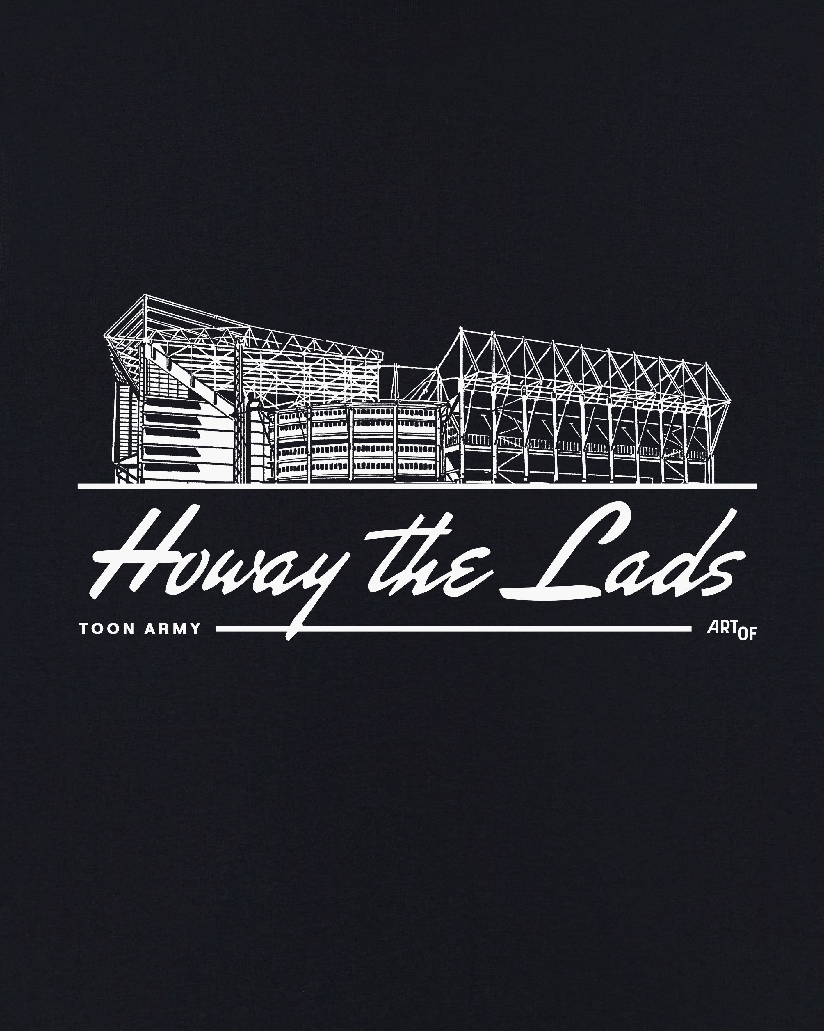 ART OF Howay The Lads Stadium | NUFC Black Graphic Football T-shirt