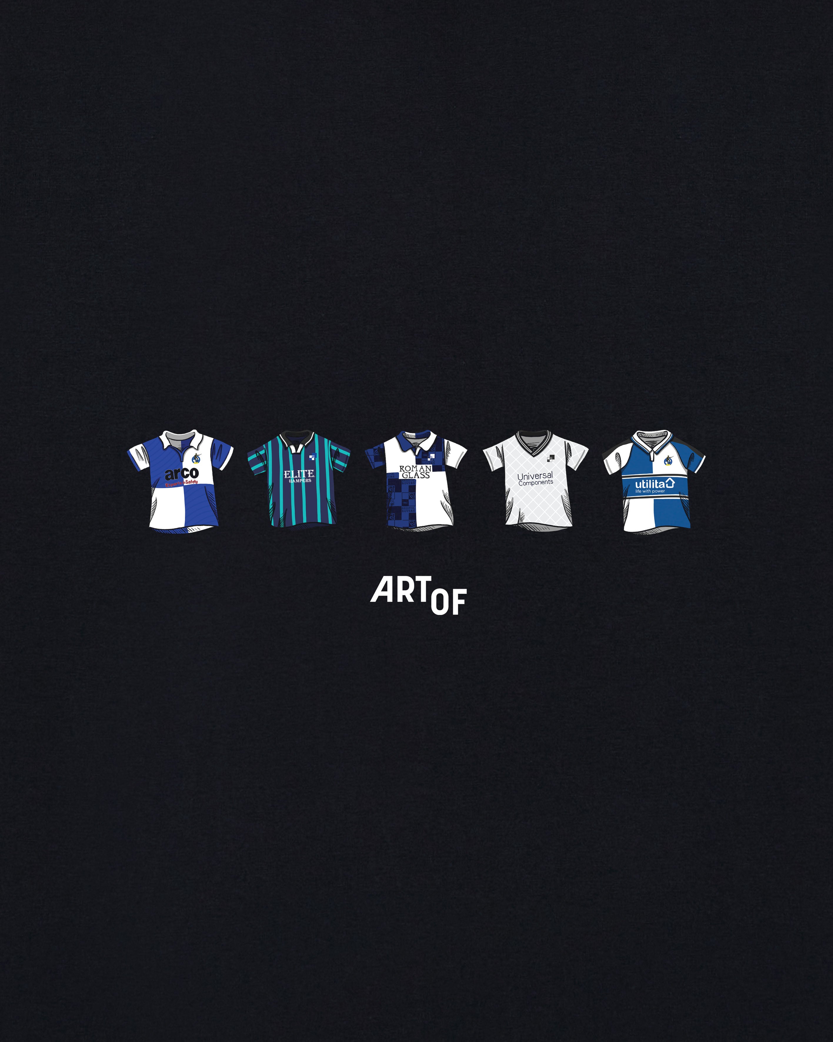 ART OF Bristol Rovers Classics | Black Graphic Football T-shirt