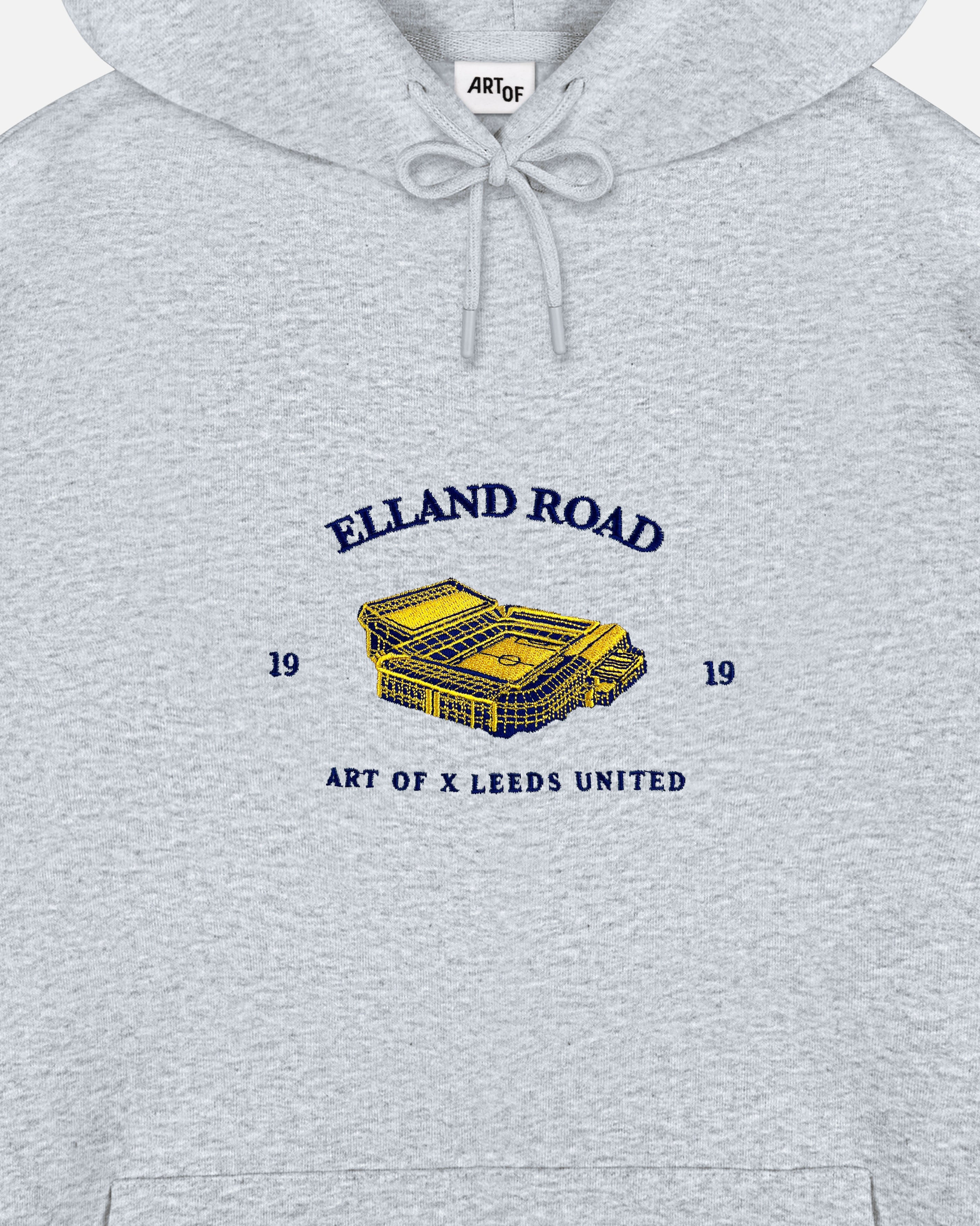 ART OF x Leeds United Stadium Hoodie | Grey Embroidered Football Sweat