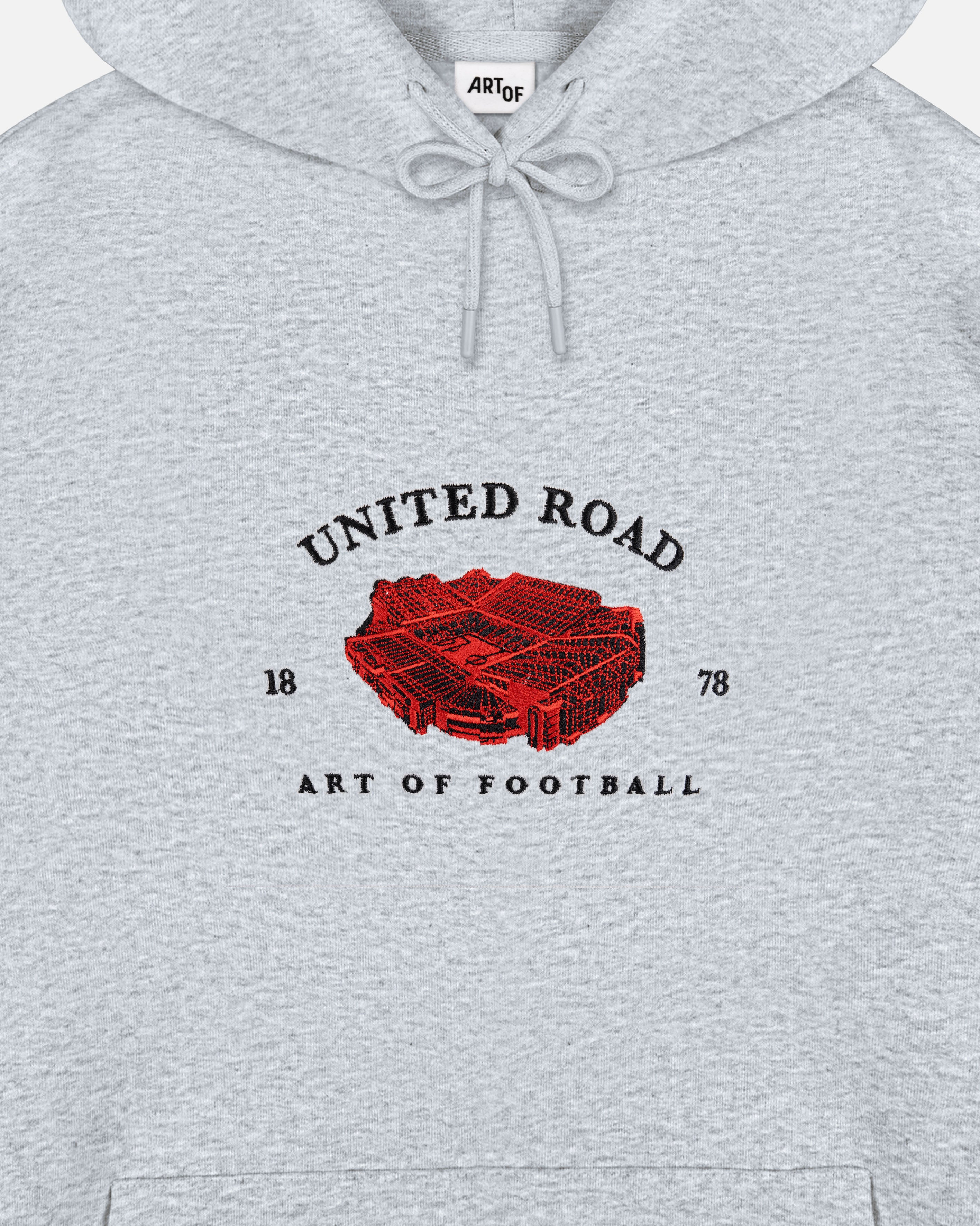 ART OF United Stadium Hoodie | MUFC Grey Embroidered Football Sweat