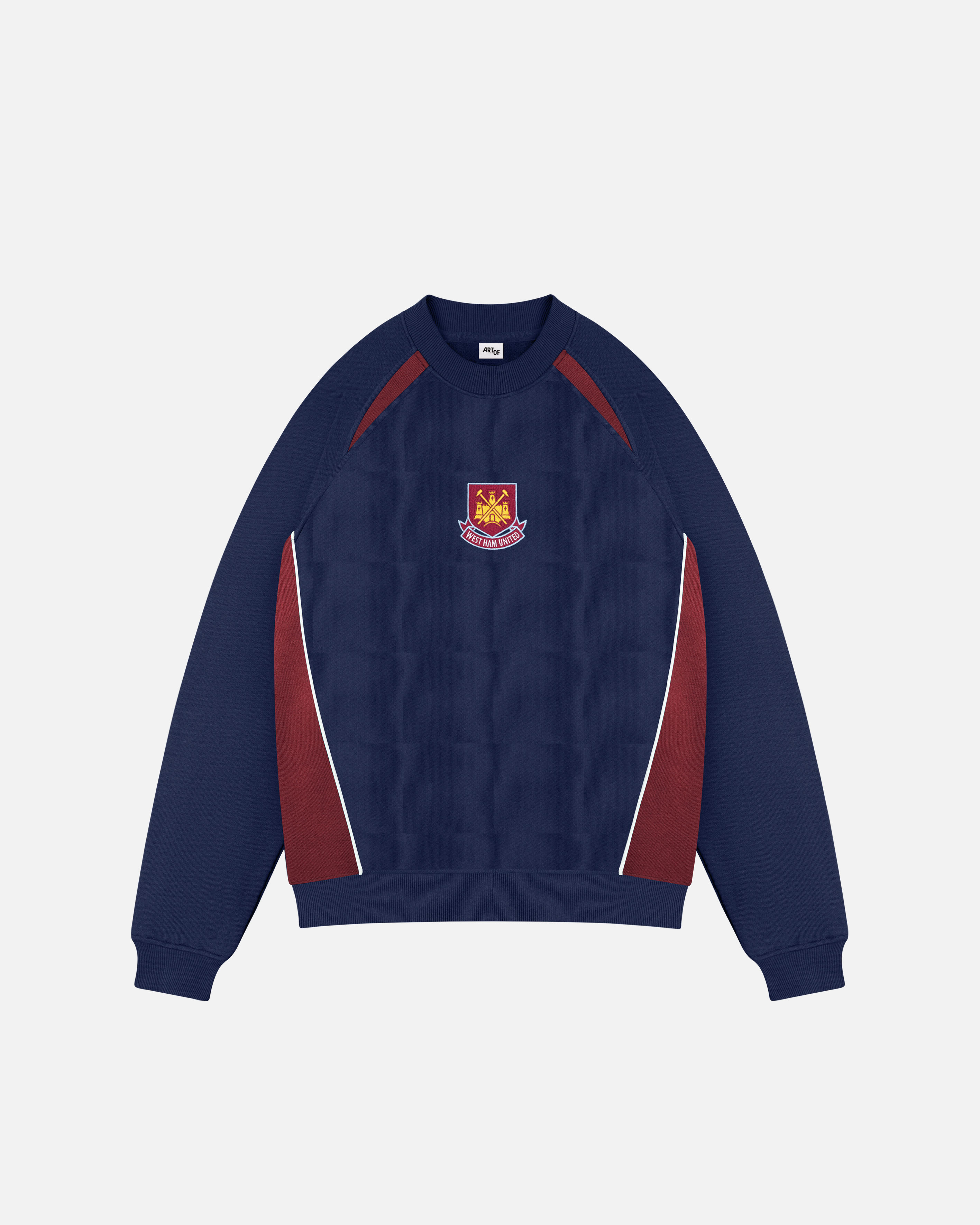 ART OF West Ham Navy Panelled Sweat | WHUFC Embroidered Football Merch