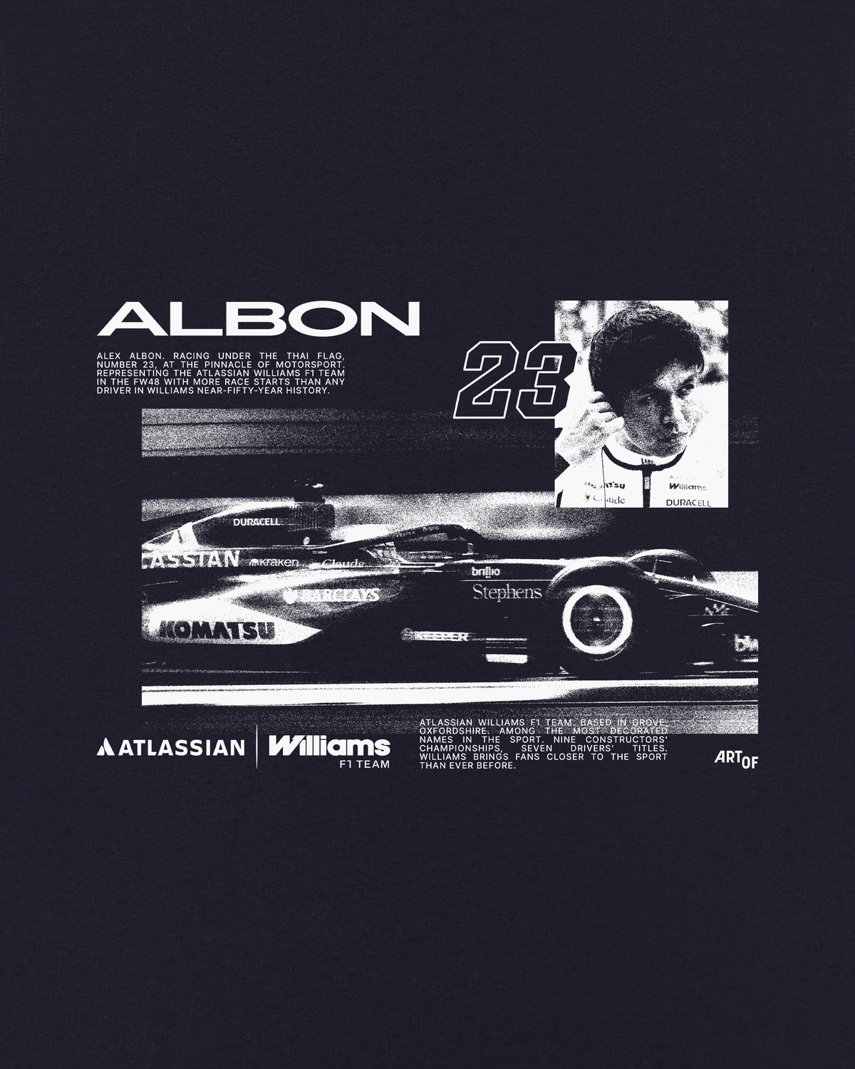 ART OF Atlassian Williams | Albon Vintage Drivers tee | Racing T-shirt