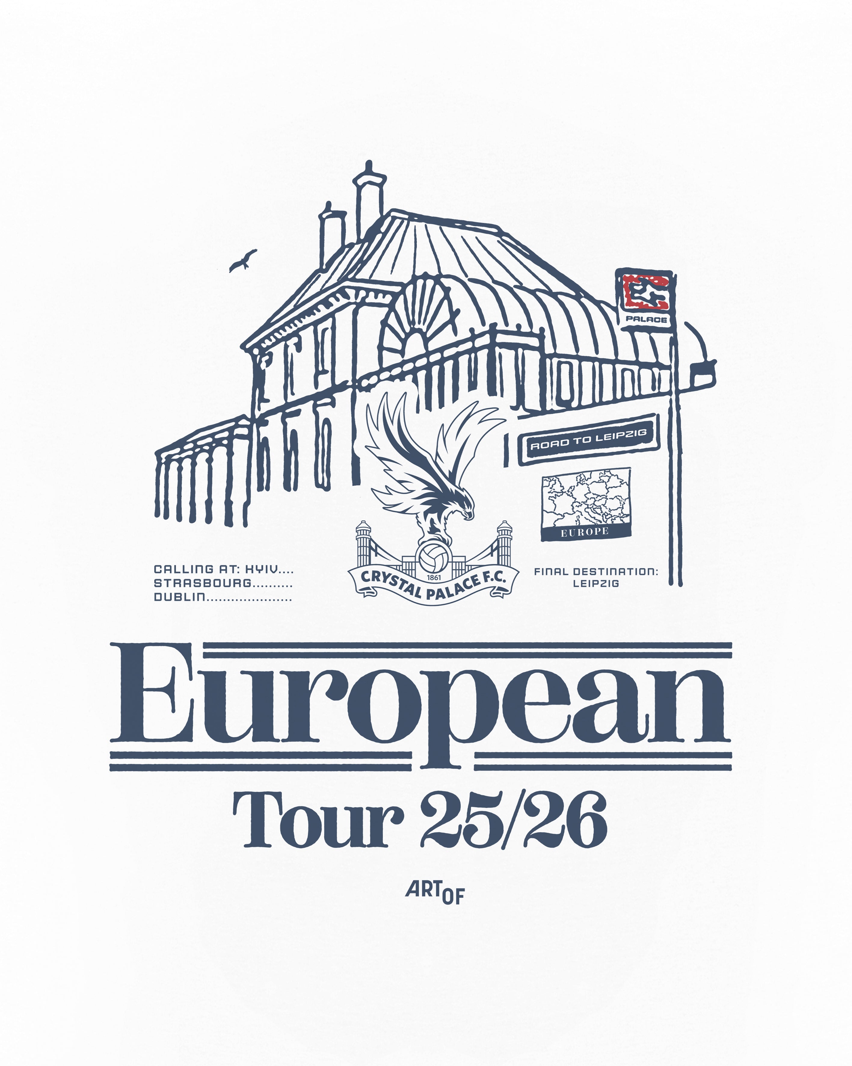 ART OF Crystal Palace European Tour Tee | CPFC White Football T-shirt