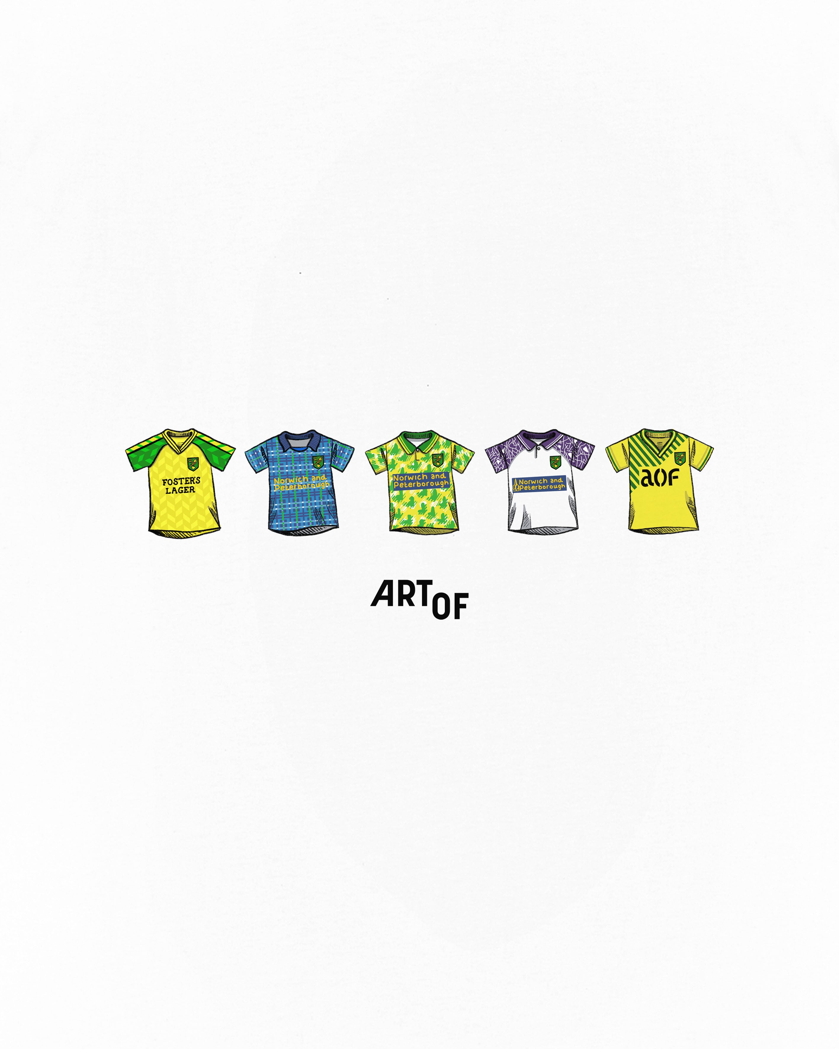 ART OF Norwich City Printed Classics Tee | White Football T-shirt
