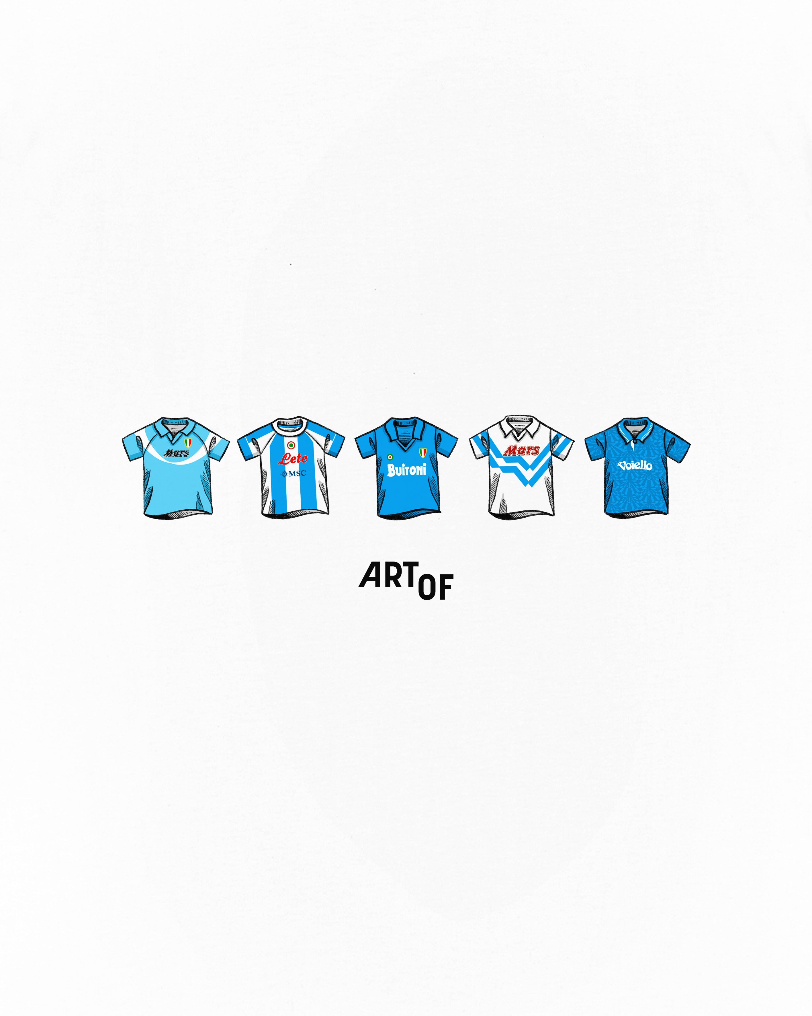 ART OF Napoli Printed Classics Tee | White Graphic Football T-shirt